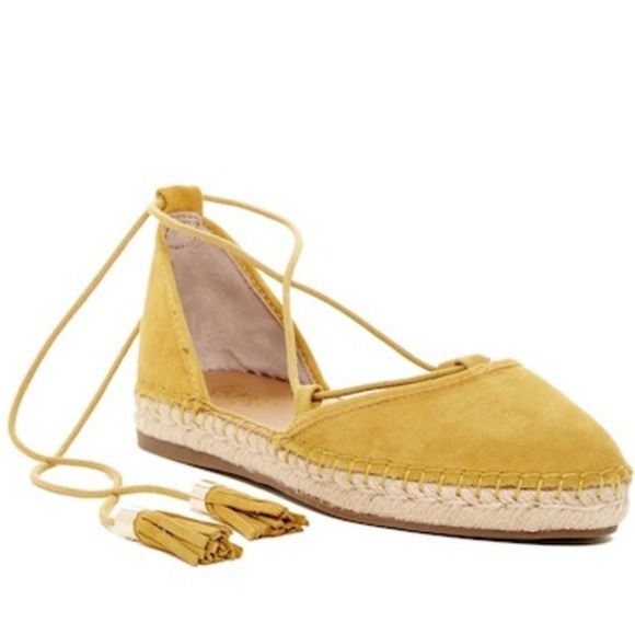 Franco Sarto yellow suede lace espadrilles leather woman’s size 8 - Picture 1 of 12